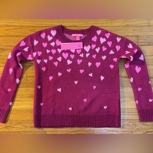Lilly Pulitzer XXS NWT ELIZABELLE SWEATER in MULBERRY OMBRE HEART JACQUARD-PTP18